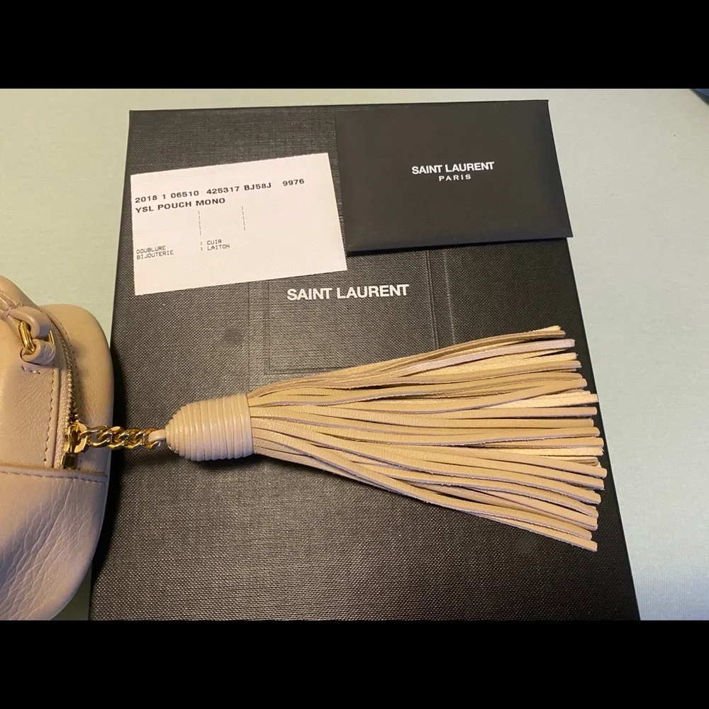 Yves Saint Laurent Nude Beige Leather Tassel Crossbody